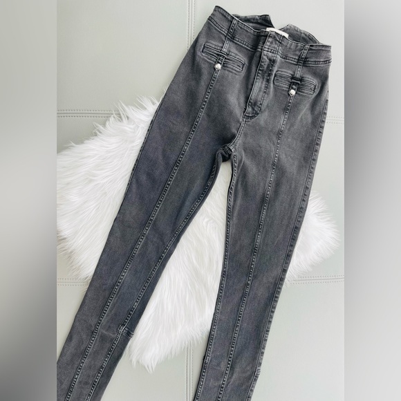 New! River Island high waisted corset style skinny jeans in black US Size 4 - Picture 7 of 17